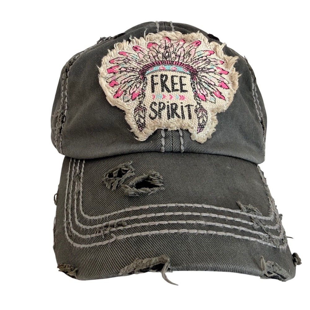 KBETHOS Baseball Cap Women Adjustable Gray Distressed Free Spirit Boho Hat